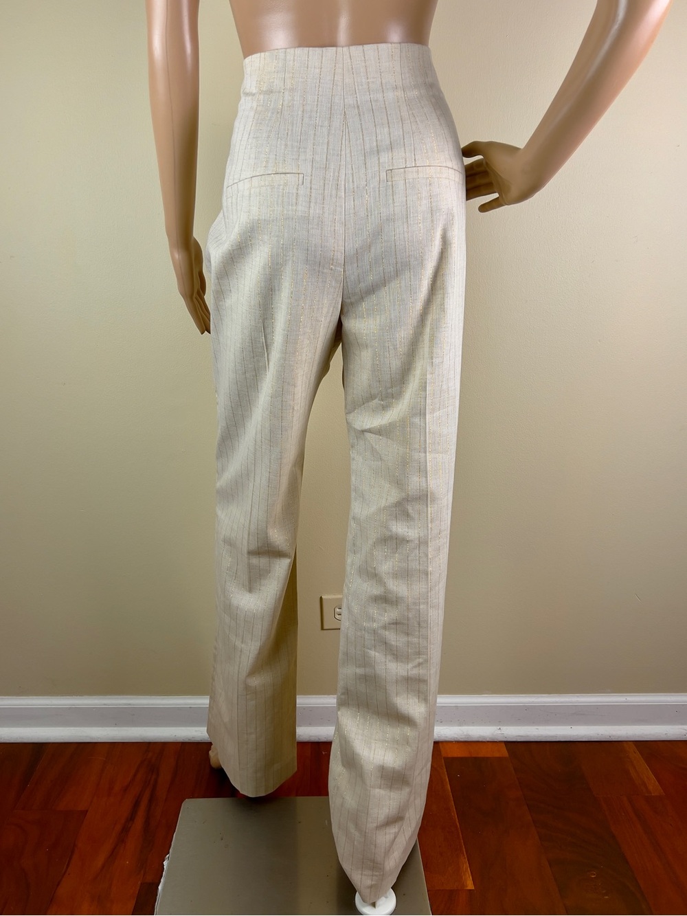 NEW VERONICA BEARD REVOLVE BEIGE PINSTRIPED PANTS - Picture 8 of 9